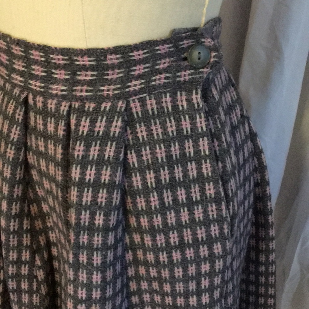 Vintage Grey Pink Stitch Midi Skirt